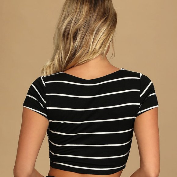 Lulus Cute and Classic Black Striped Short Sleeve Top - Picture 2 of 8